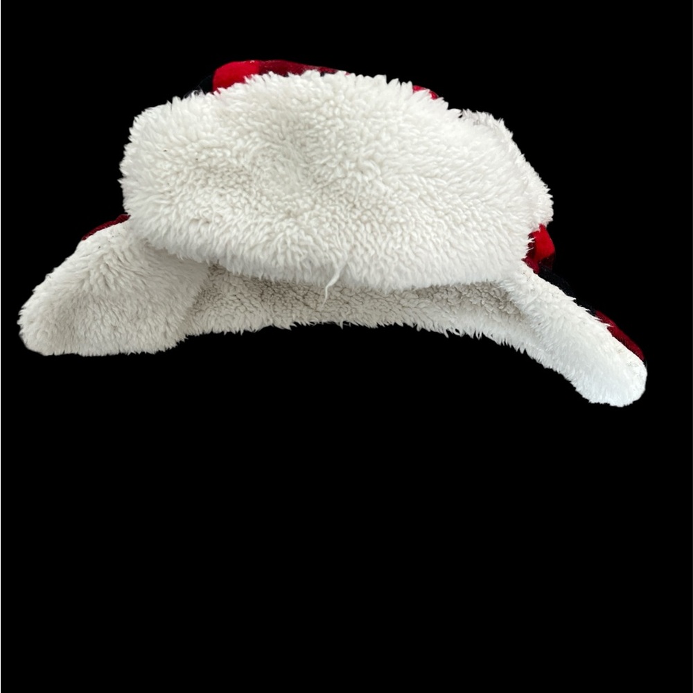 Carter's Soft White and red plaid Fuzzy Hat